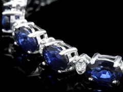 Impresionante pulsera de zafiro natural y diamantes de 13,50 quilates y oro blanco macizo de 14 quilates
