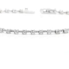 Bracciale in oro bianco massiccio da 1,40 carati con diamante naturale da 14 carati