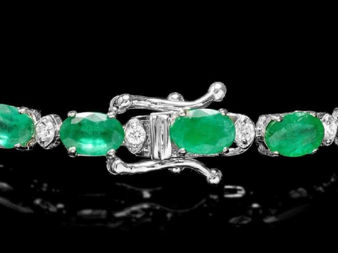 Mixed Cut Very Impressive 14.60 Ct Natural Emerald & Diamond 14K Solid White Gold Bracelet For Sale