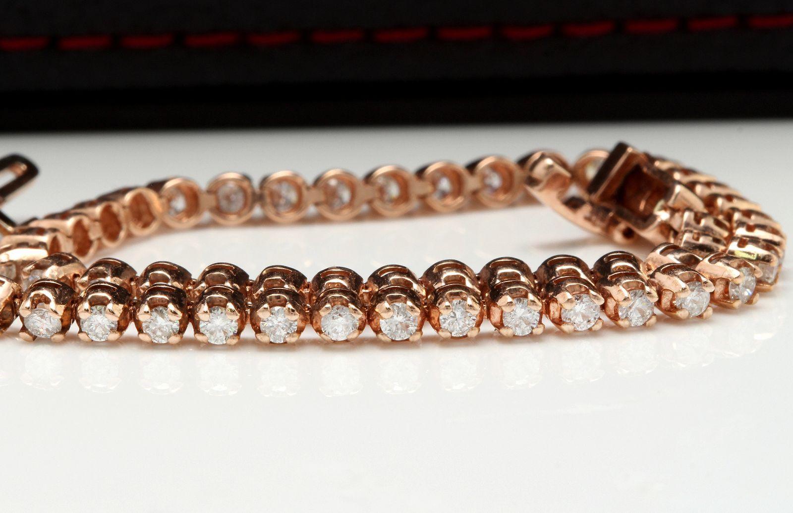 Very Impressive 2.32 Carat Natural Diamond 14 Karat Solid Rose Gold Bracelet In New Condition For Sale In Los Angeles, CA