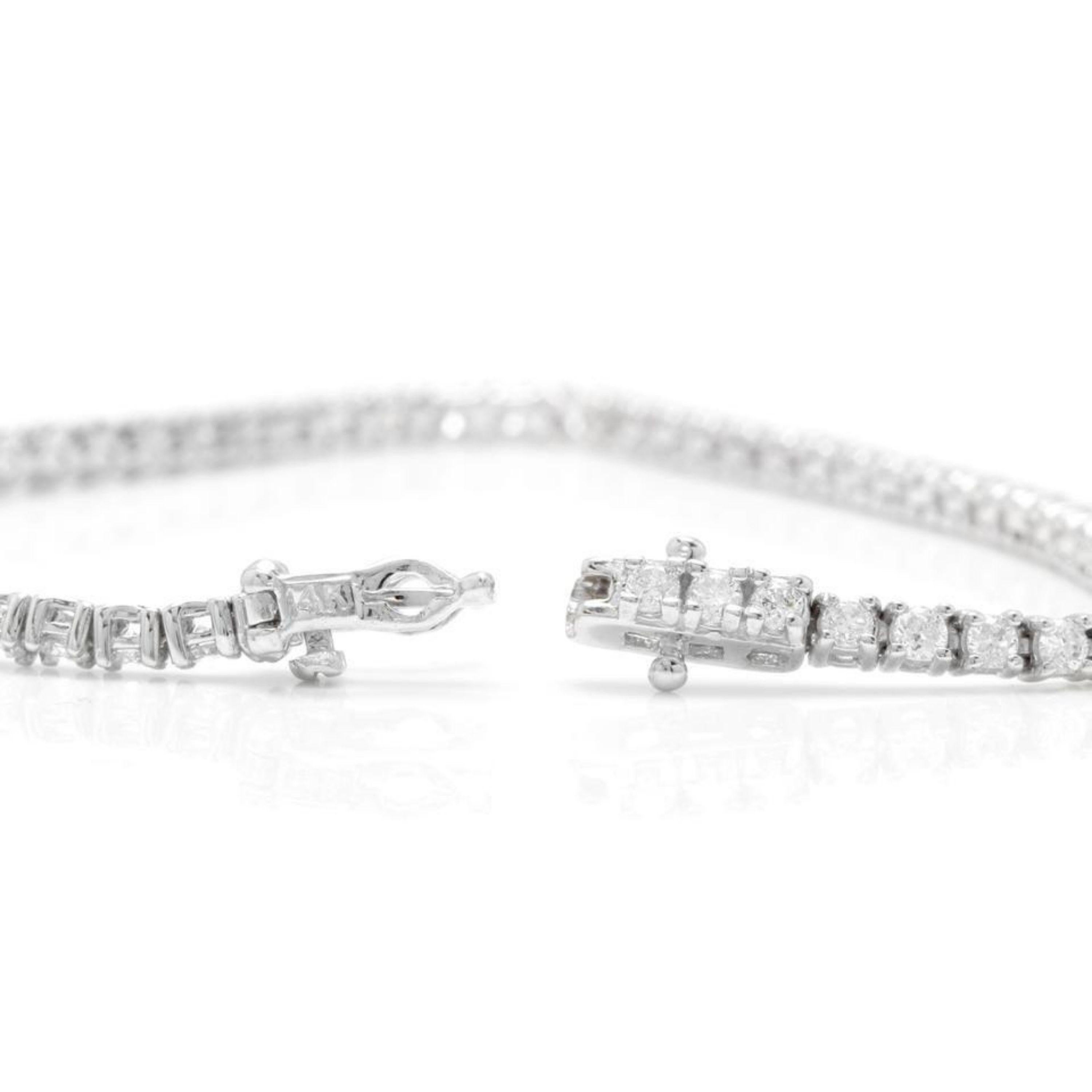 Very Impressive 2.70 Carat Natural Diamond 14 Karat Solid White Gold Bracelet In New Condition For Sale In Los Angeles, CA