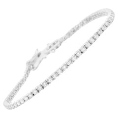 Bracelet très impressionnant en or blanc massif 14 carats avec diamants naturels de 3,00 carats