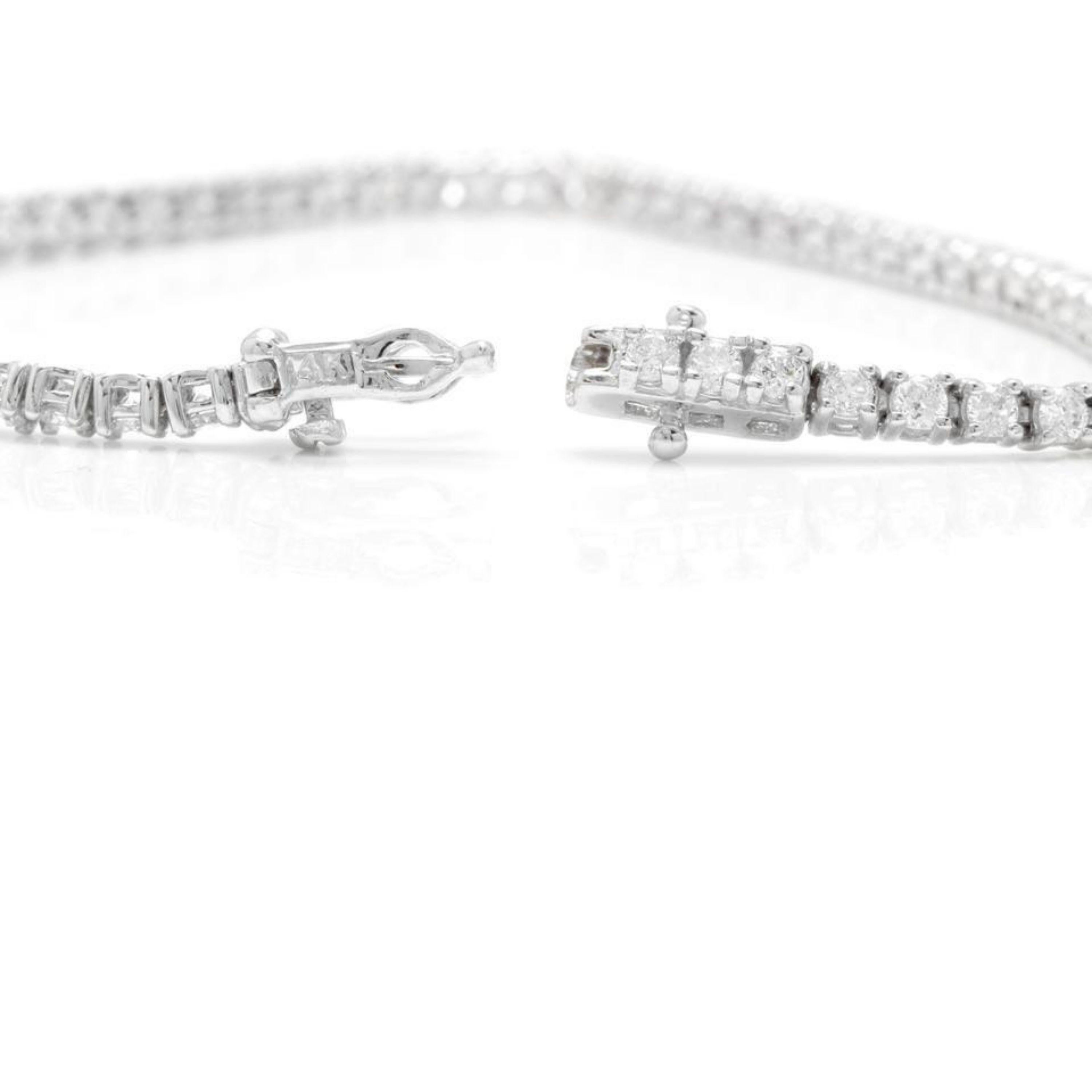 Very Impressive 3.00 Carat Natural Diamond 14 Karat Solid White Gold Bracelet In New Condition For Sale In Los Angeles, CA