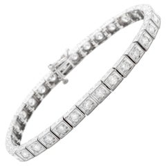 Muy Impresionante Diamante Natural de 3,20 Quilates Pulsera de Oro Blanco Macizo de 14 Kilates