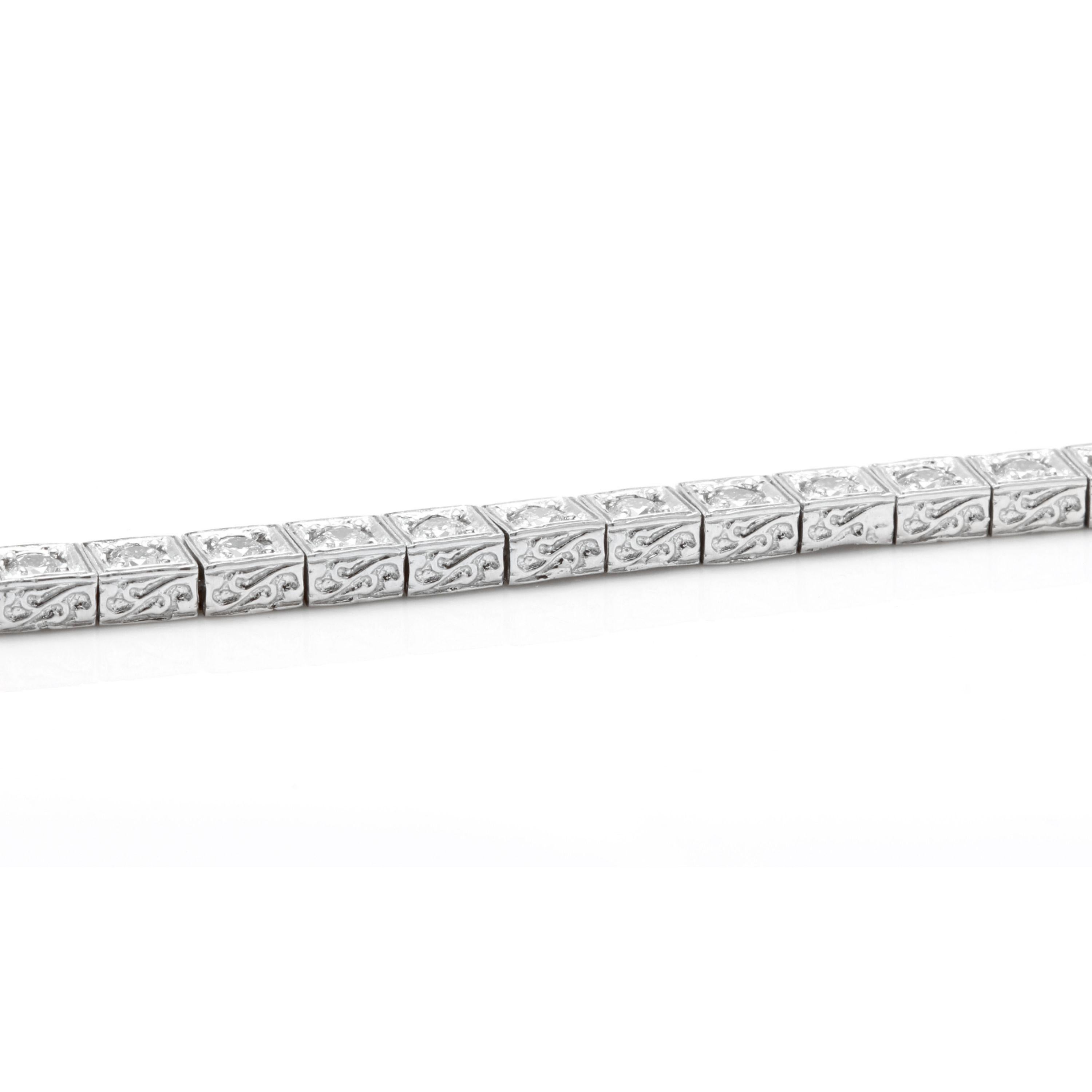 Round Cut Very Impressive 3.20 Carat Natural Diamond 14 Karat Solid White Gold Bracelet For Sale