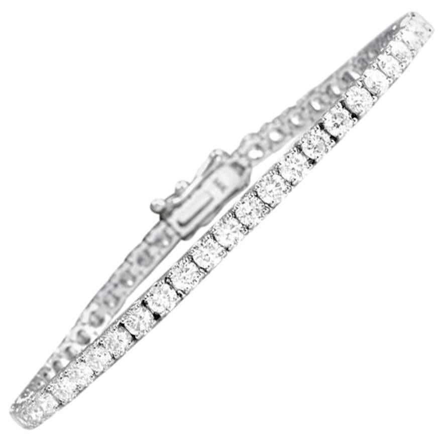 Very Impressive 4.15 Carat Natural VS Diamond 14 Karat Solid White Gold Bracelet