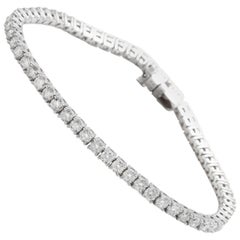 Bracelet très impressionnant en or blanc massif 14 carats avec diamants naturels de 4,70 carats