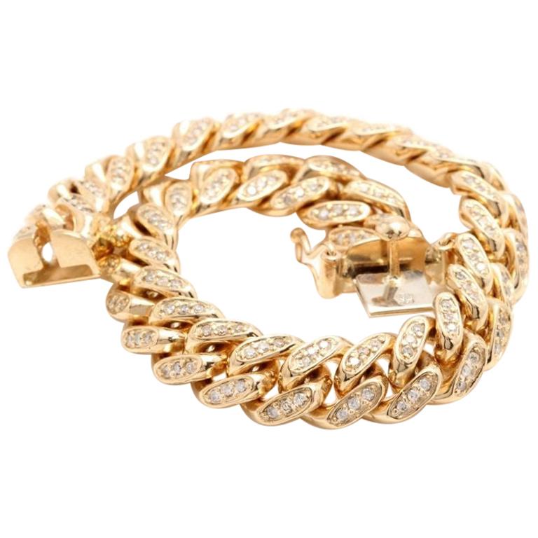 Very Impressive 6.00 Carat Natural Diamond 14K Solid Yellow Gold Men's Bracelet For Sale