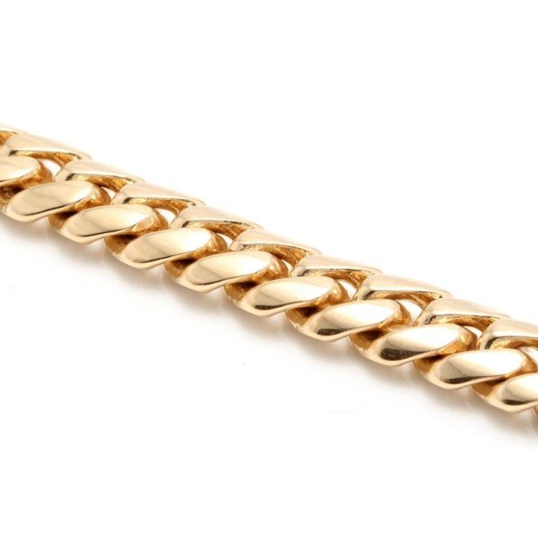 Very Impressive 6.00 Carats Natural Diamond 14K Solid Yellow Gold Men's Miami Cuban Link Bracelet

STAMPED: 14K

Total Natural Round Cut Diamonds Weight is: Approx. 6.00 Carats (color H-I / Clarity SI1-SI2)

Bracelet Length is: 8.5 inches

Bracelet