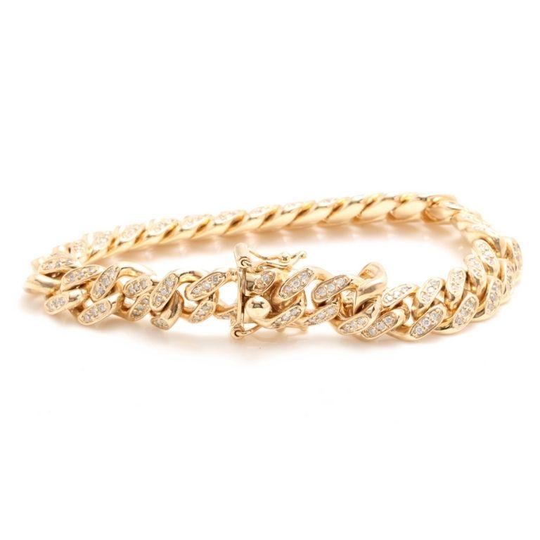 Sehr beeindruckendes 14 Karat massives Gelbgold Herrenarmband mit 6,00 Karat natürlichen Diamanten im Zustand „Neu“ in Los Angeles, CA