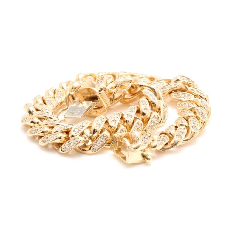 Very Impressive 6.00 Carat Natural Diamond 14K Solid Yellow Gold Men's Bracelet In New Condition For Sale In Los Angeles, CA