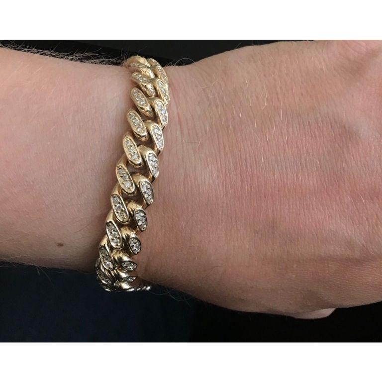 Very Impressive 6.00 Carat Natural Diamond 14K Solid Yellow Gold Men's Bracelet For Sale 1