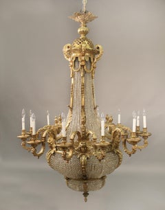 Very Impressive and Palatial Late 19th Century Bronze and Crystal Chandelier