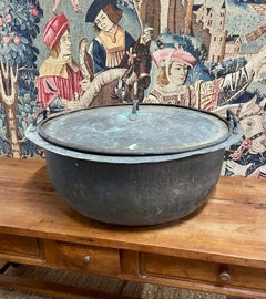 Very impressive antique copper lidded log bin / planter