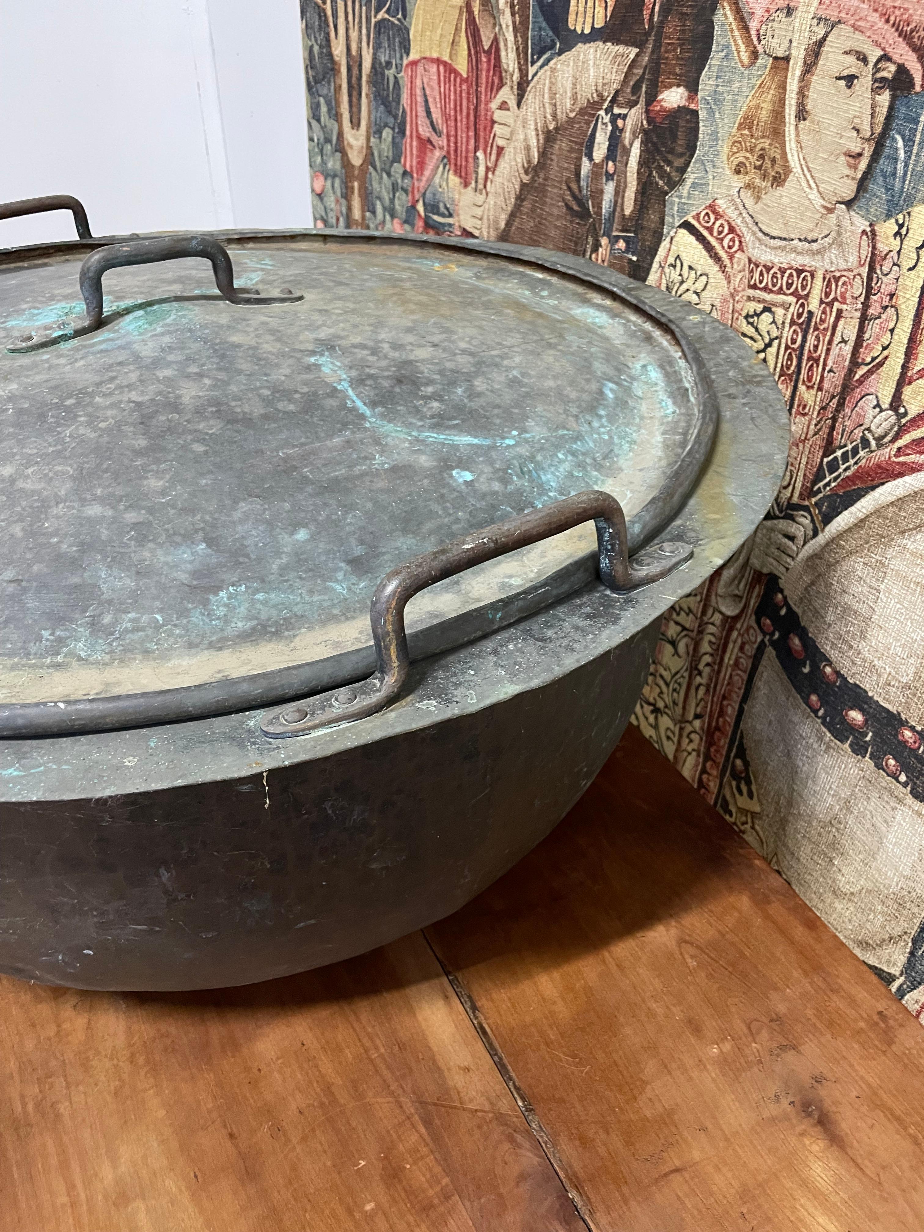 Milieu du XIXe siècle Très impressionnant caisse / jardinière ancienne à couvercle en cuivre en vente