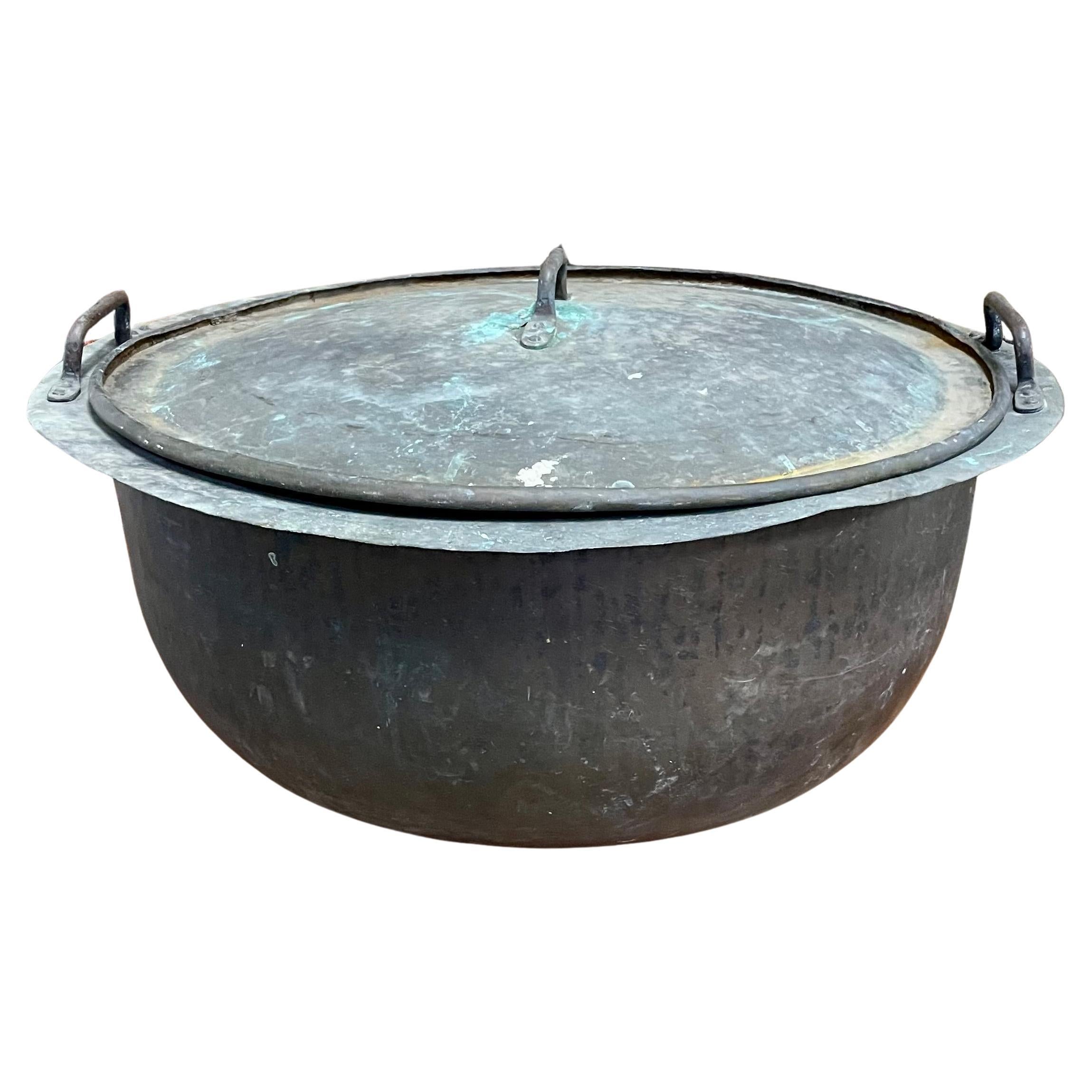 Very impressive antique copper lidded log bin / planter