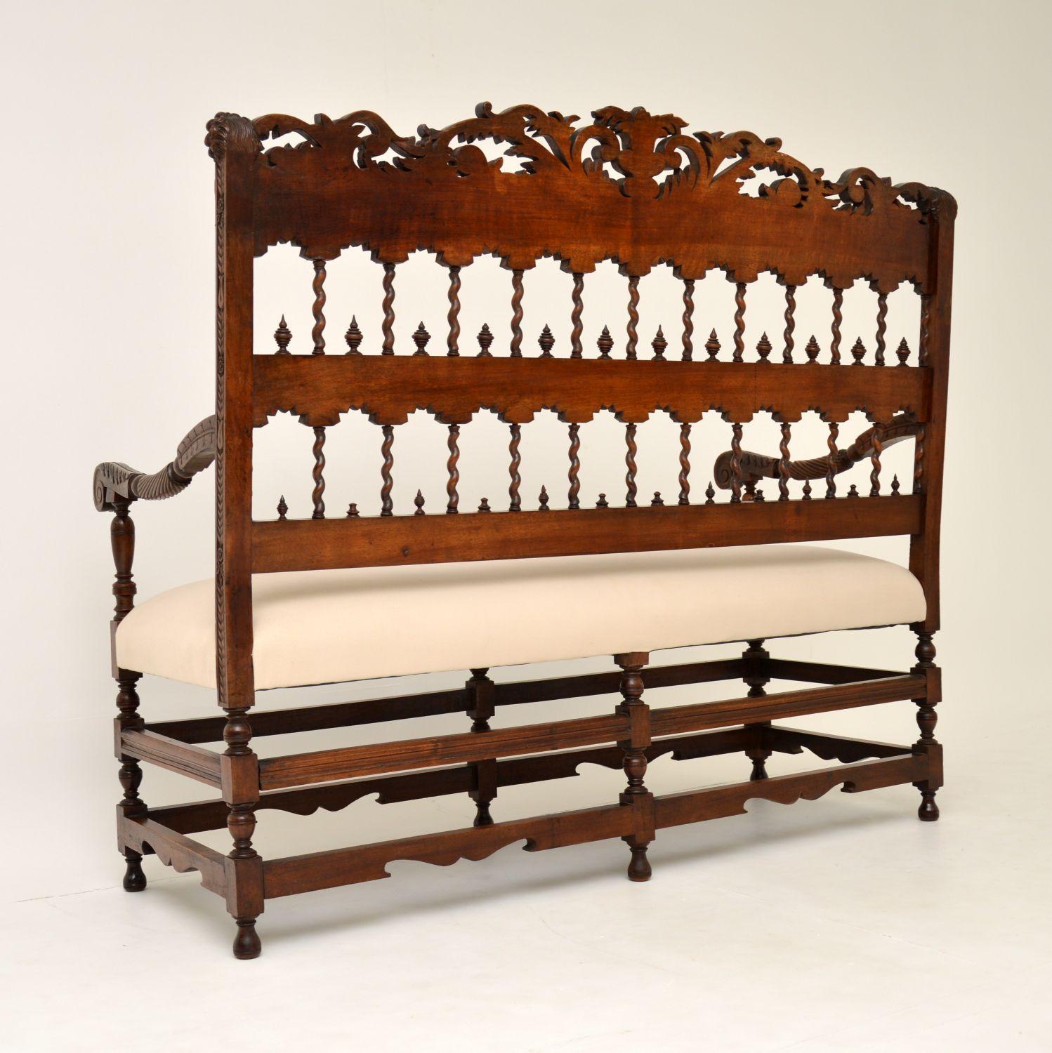 Very Impressive Antique Finely Carved Walnut Settee 6