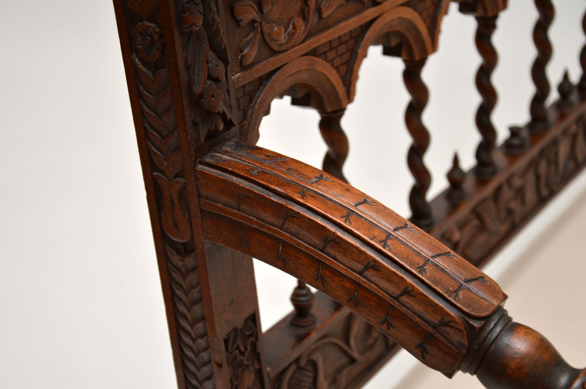 Very Impressive Antique Finely Carved Walnut Settee 9