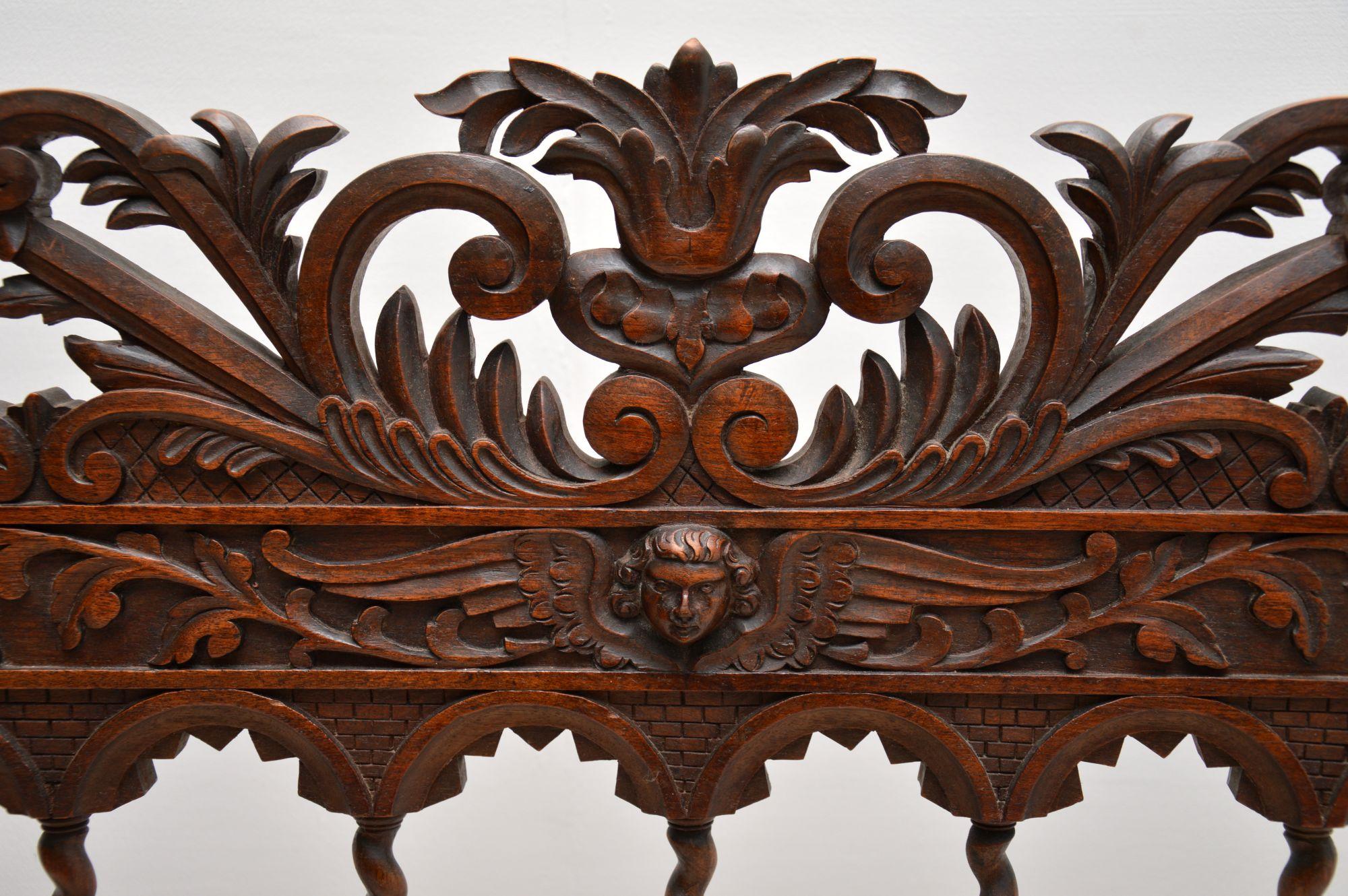 19th Century Very Impressive Antique Finely Carved Walnut Settee