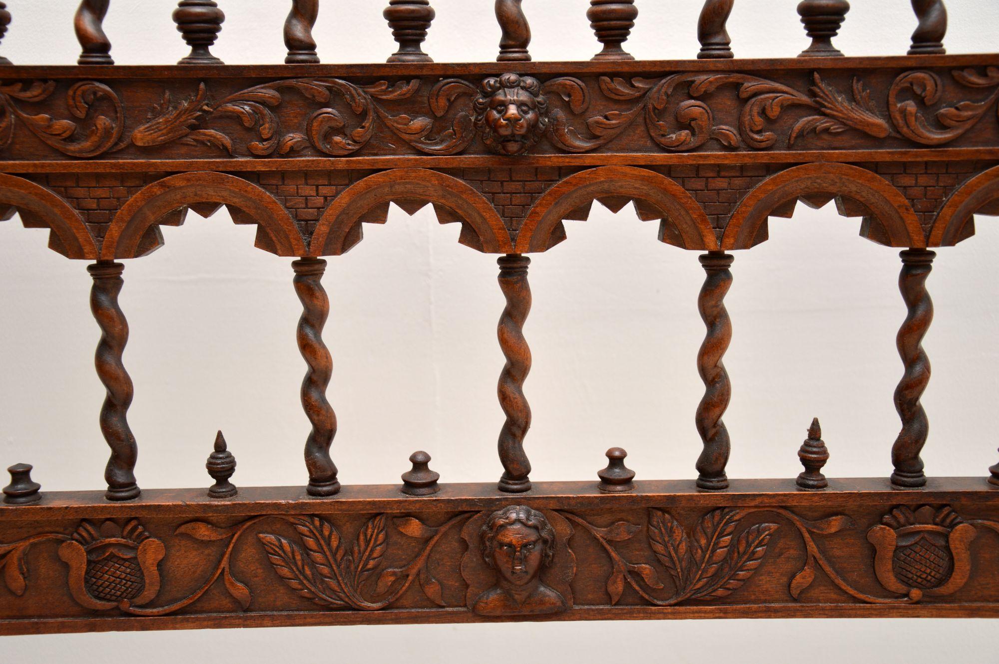 Very Impressive Antique Finely Carved Walnut Settee 1