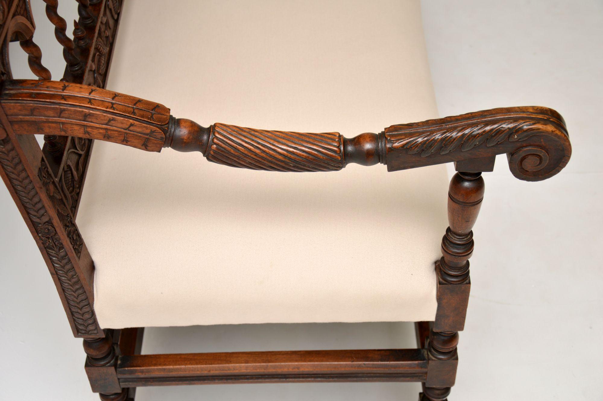 Very Impressive Antique Finely Carved Walnut Settee 2
