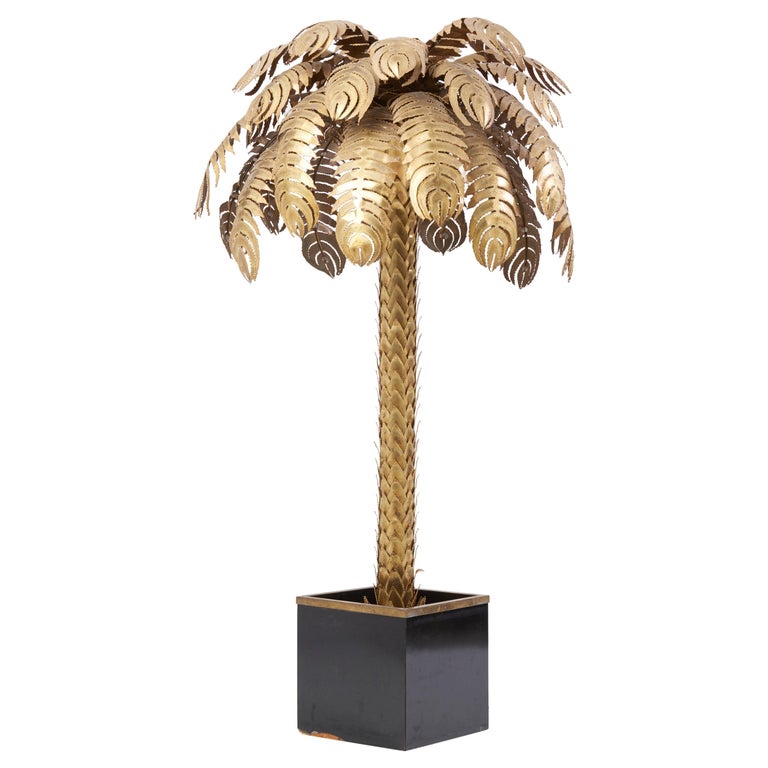 Very Impressive Brass Palm Floor Lamp by Maison Jansen For Sale