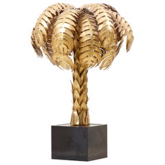 Very Impressive Brass Palm Table Lamp 