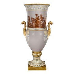 Monumental Antique Sèvres Porcelain Neoclassical Style Vase with Mauve Ground