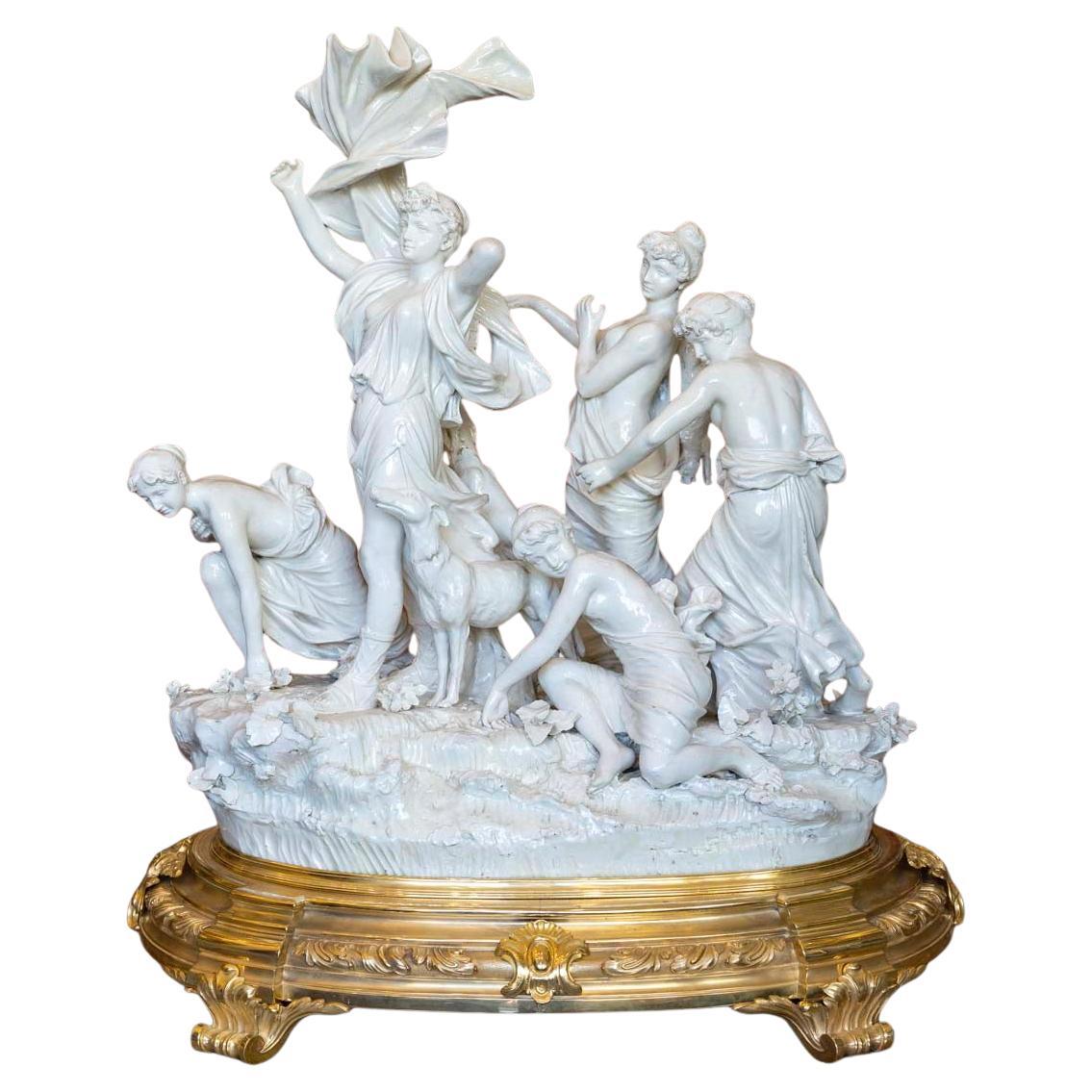 Impresionante Grupo de Porcelana, "Diana Cazadora y sus Ninfas" circa 1860 en venta