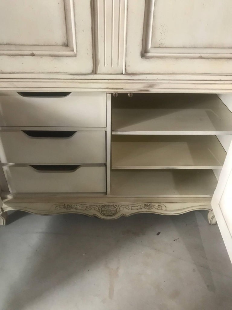 Very Impressive Romantic Cream Antiqued Armoire For Sale at 1stDibs