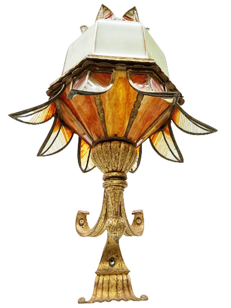 20th Century Very extreme large and impressive Stained Glass Wall Lamps For Sale