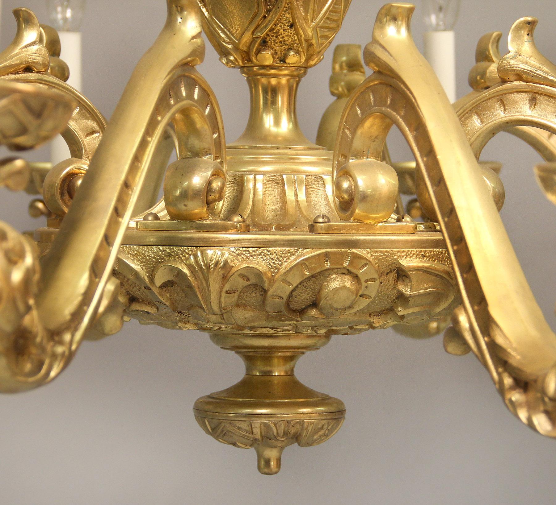 Very Interesting Late 19th Century Gilt Bronze Twelve Light Chandelier For Sale 1