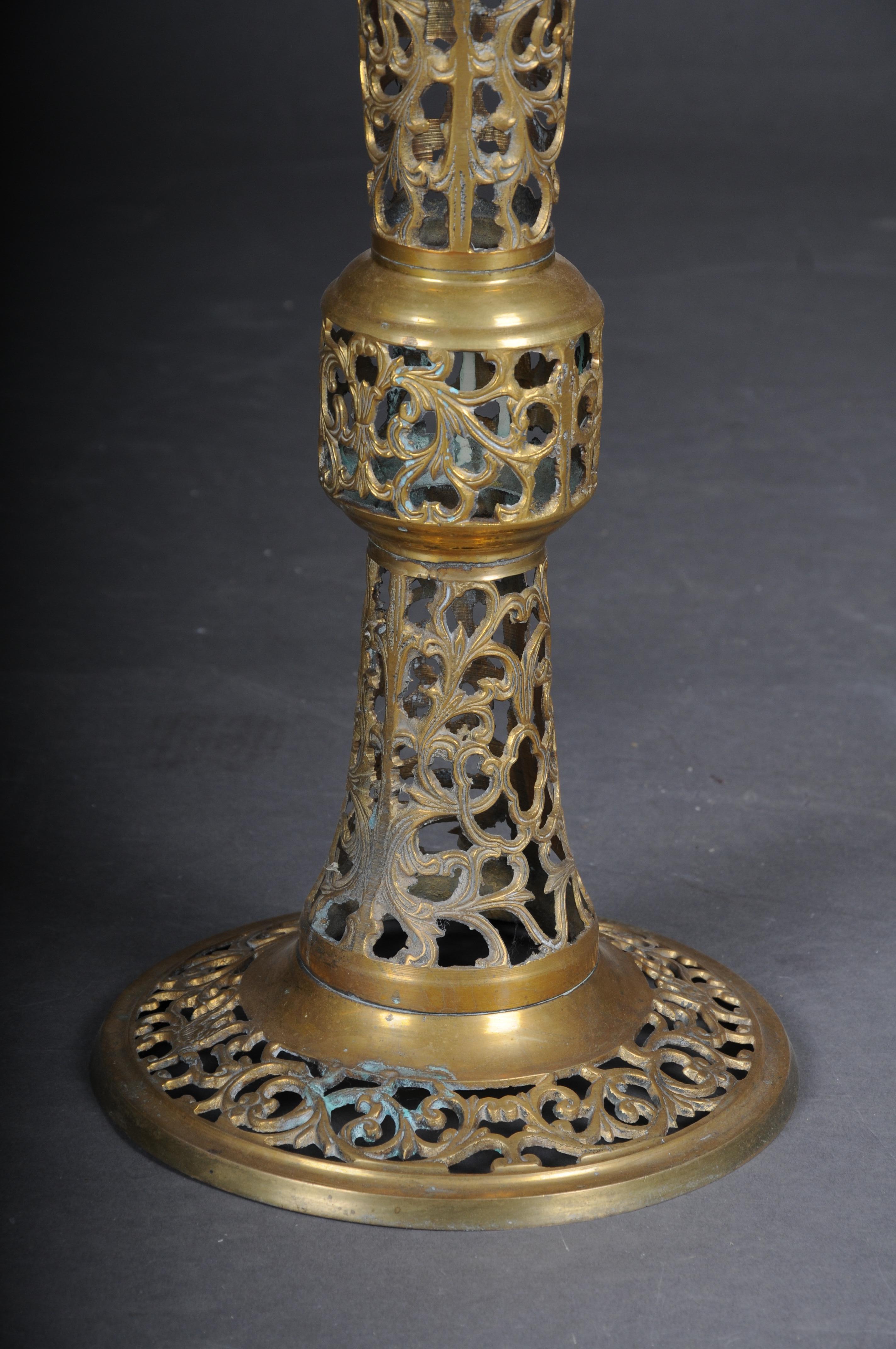 Spanish Very Interesting Ornate Moorish Brass Side Table For Sale