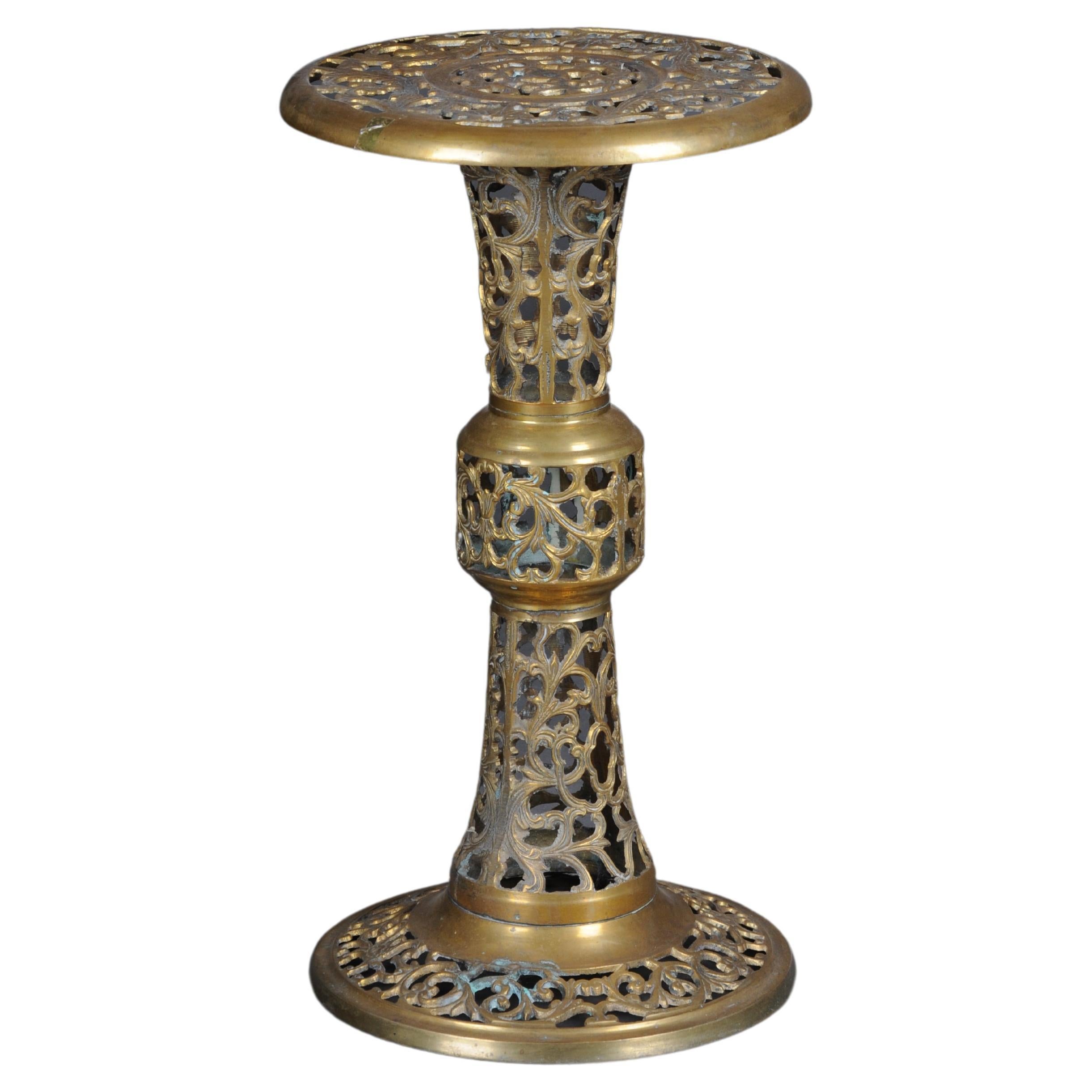 Very Interesting Ornate Moorish Brass Side Table For Sale
