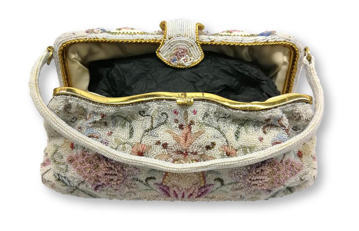 Very intricate micro-bead handbag with 'floral' design', Capion, Paris, 1950s 6