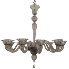 Very large 12 Light Mouth Blown Murano Glass Chandelier in (Fume) Smoked colour