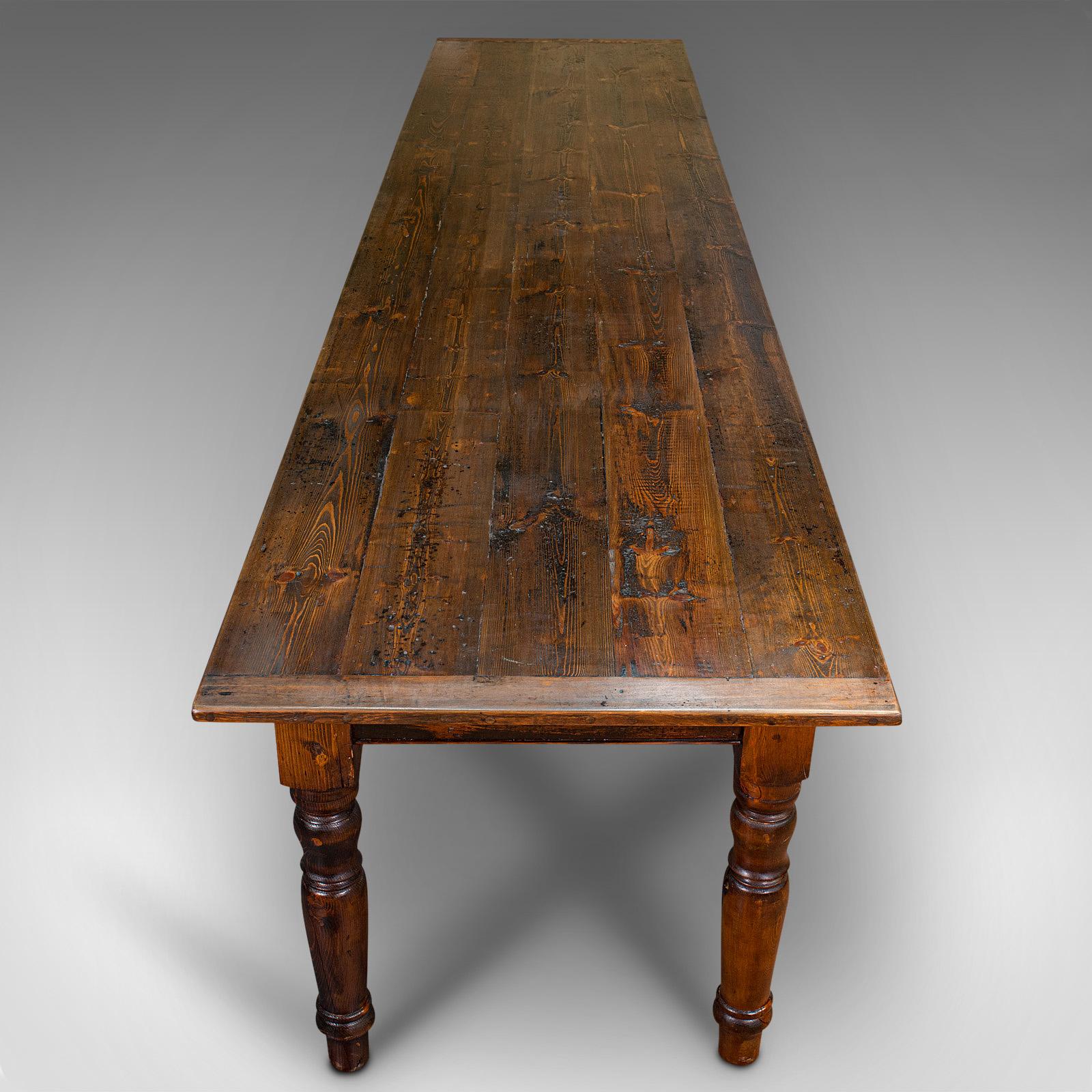 British Very Large Antique Dining Table, English, Pine, Country House, Victorian