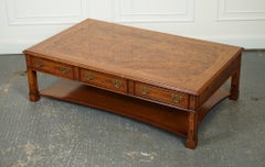 VERY LARGE 154CM BRiGHTS OF NETTLEBED BURR WALNUT COFFEE TABLE WITH 6 DRAWERS
