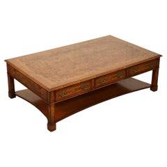 Used VERY LARGE 154CM BRiGHTS OF NETTLEBED BURR WALNUT COFFEE TABLE WITH 6 DRAWERS