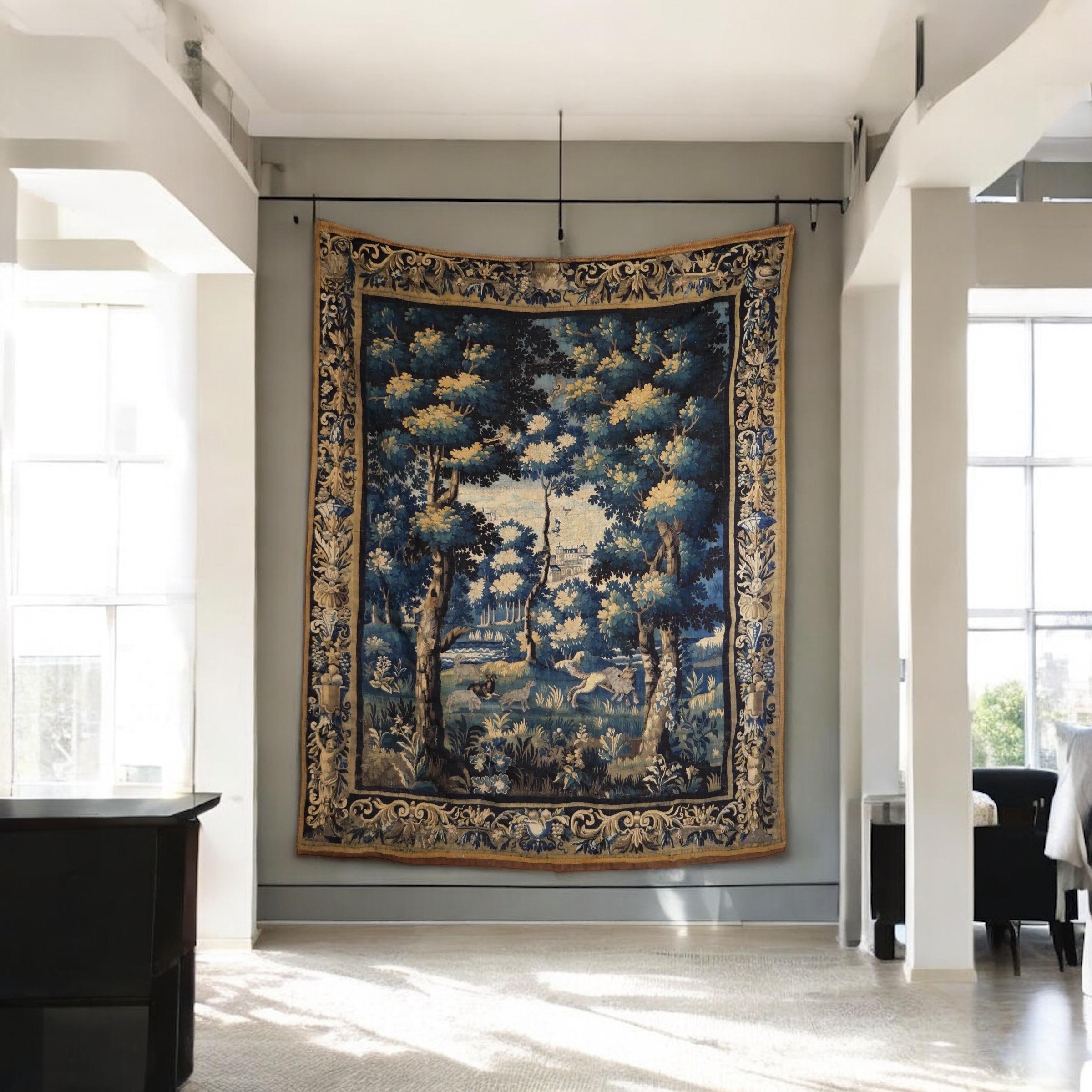 Sehr großer Aubusson Verdure-Wandteppich aus 1700er Jahren im Angebot 7