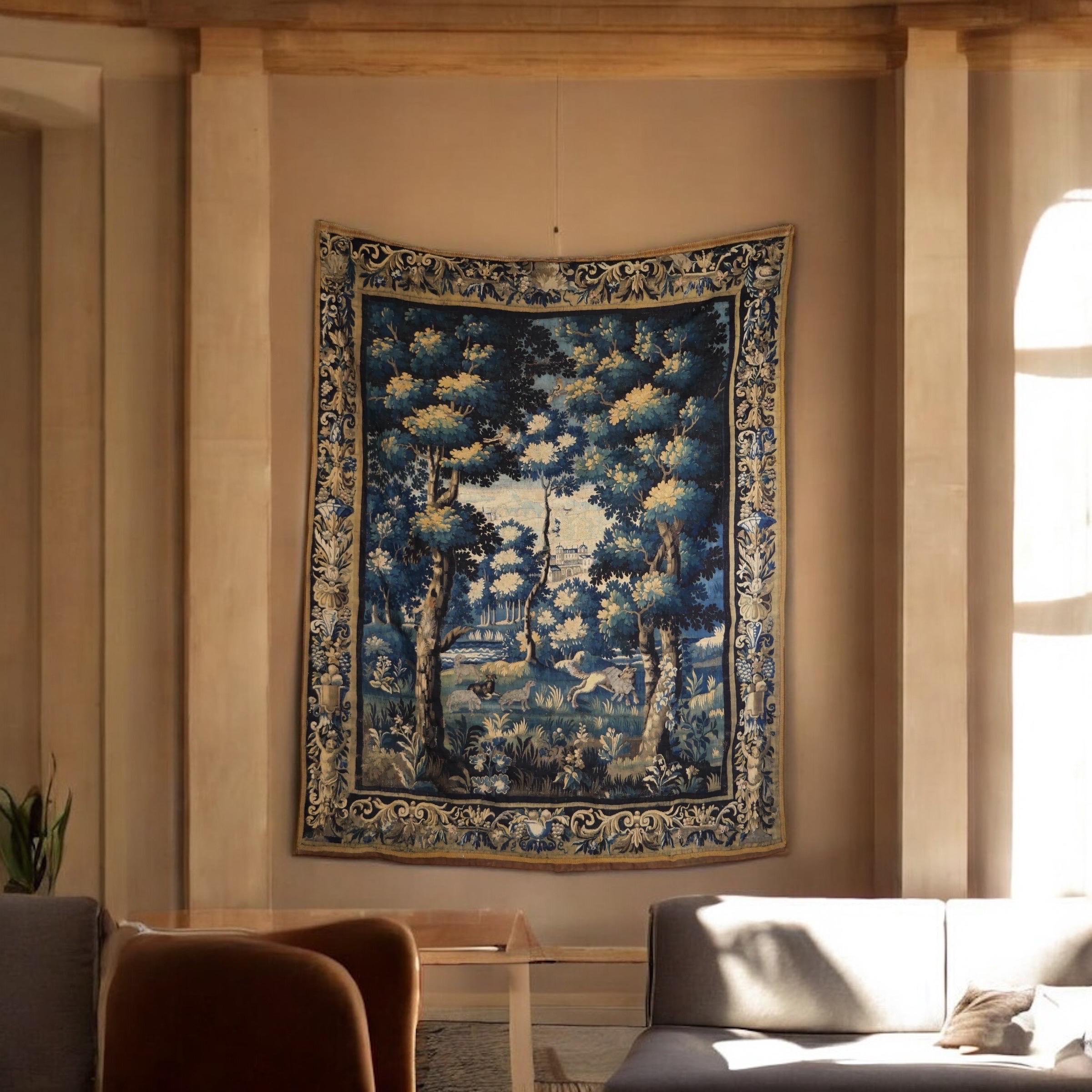 Sehr großer Aubusson Verdure-Wandteppich aus 1700er Jahren im Angebot 8