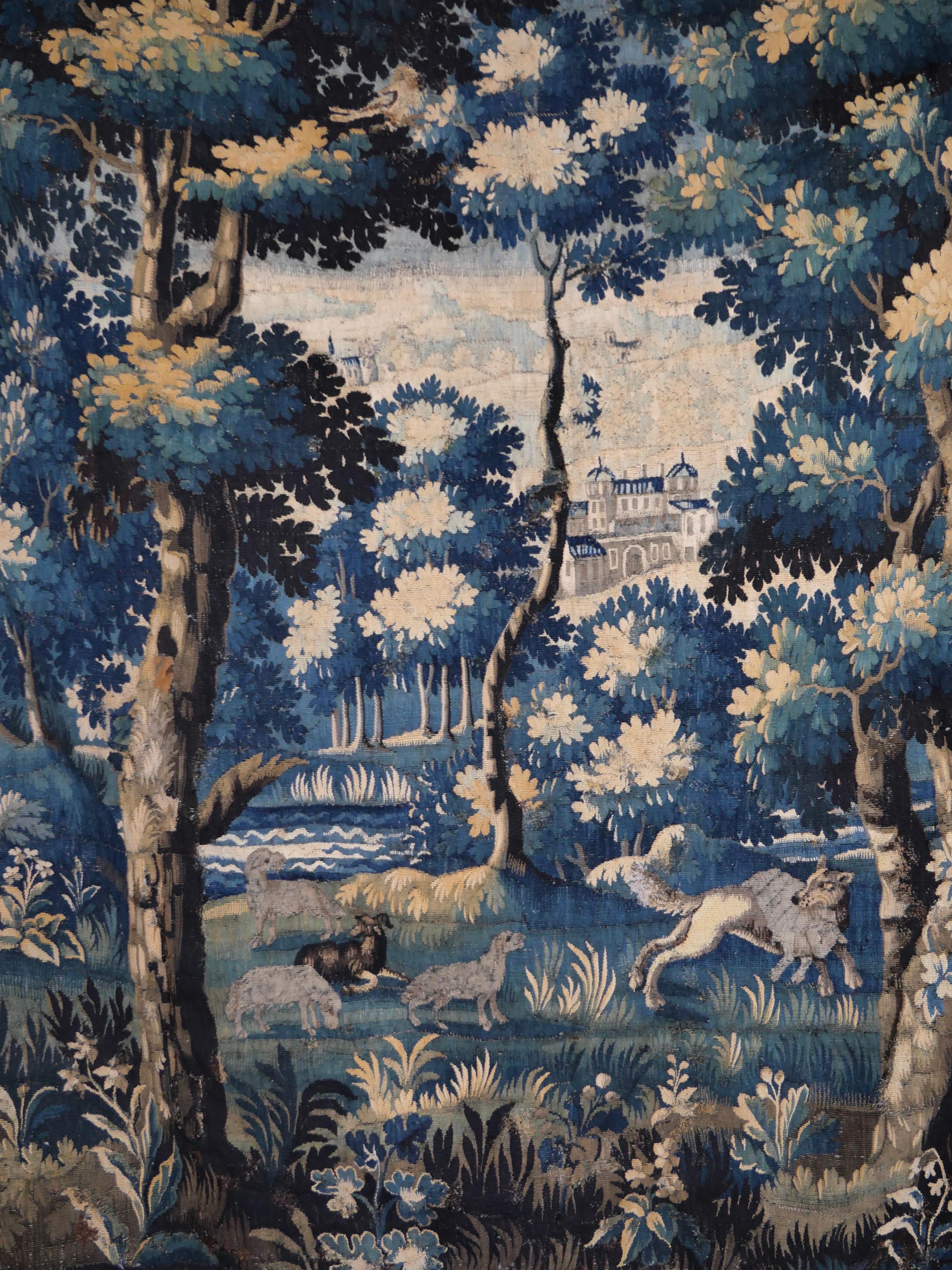 Sehr großer Aubusson Verdure-Wandteppich aus 1700er Jahren (Frühes 18. Jahrhundert) im Angebot