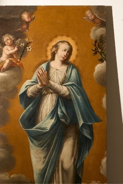 Very large 17th Century oil on canvas painting of the 'Immaculate conception'