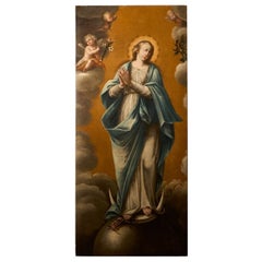 Very large 17th Century oil on canvas painting of the 'Immaculate conception'