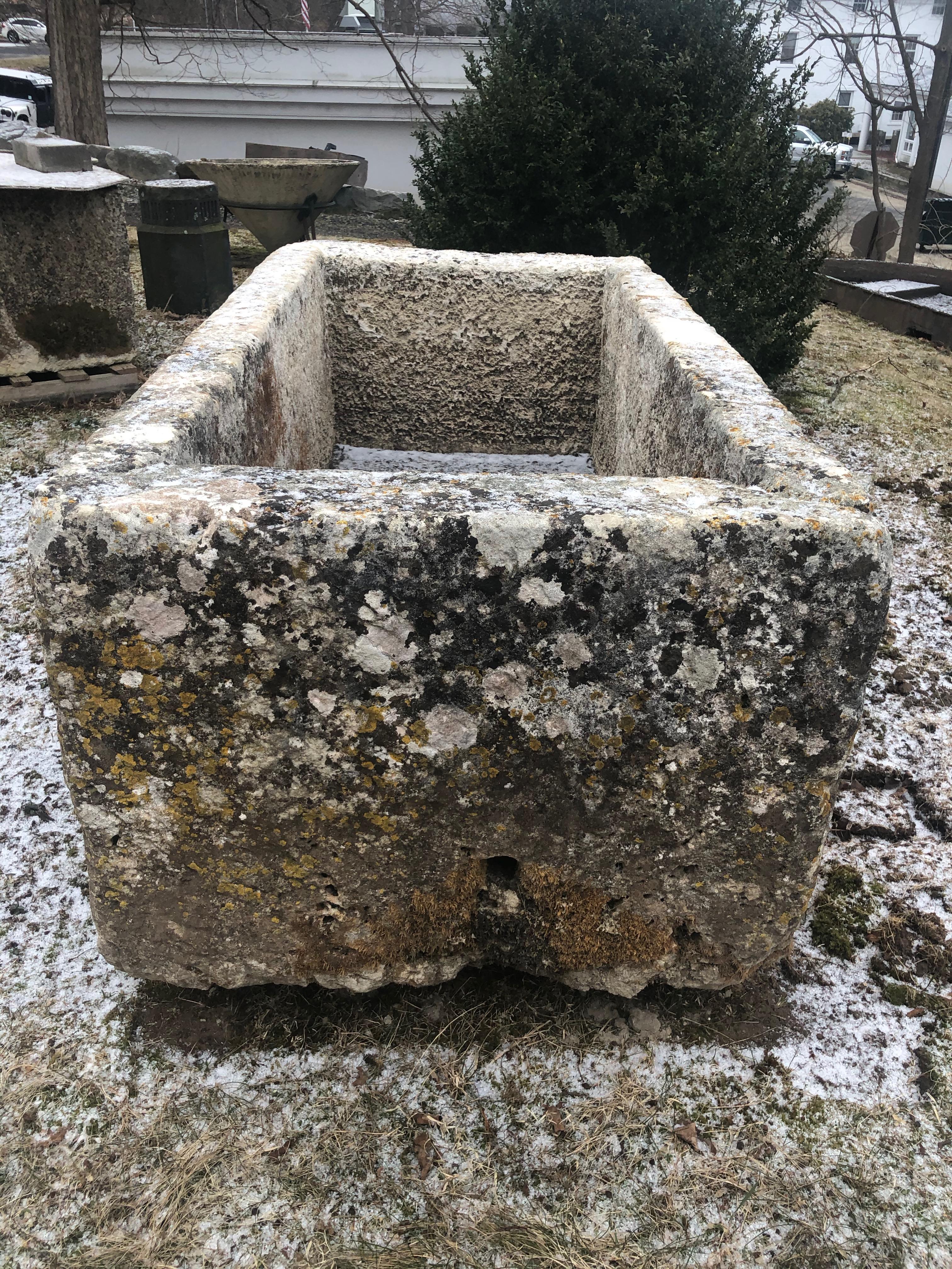 Very Large 18th C French Hand-Carved Limestone Trough In Good Condition In Woodbury, CT