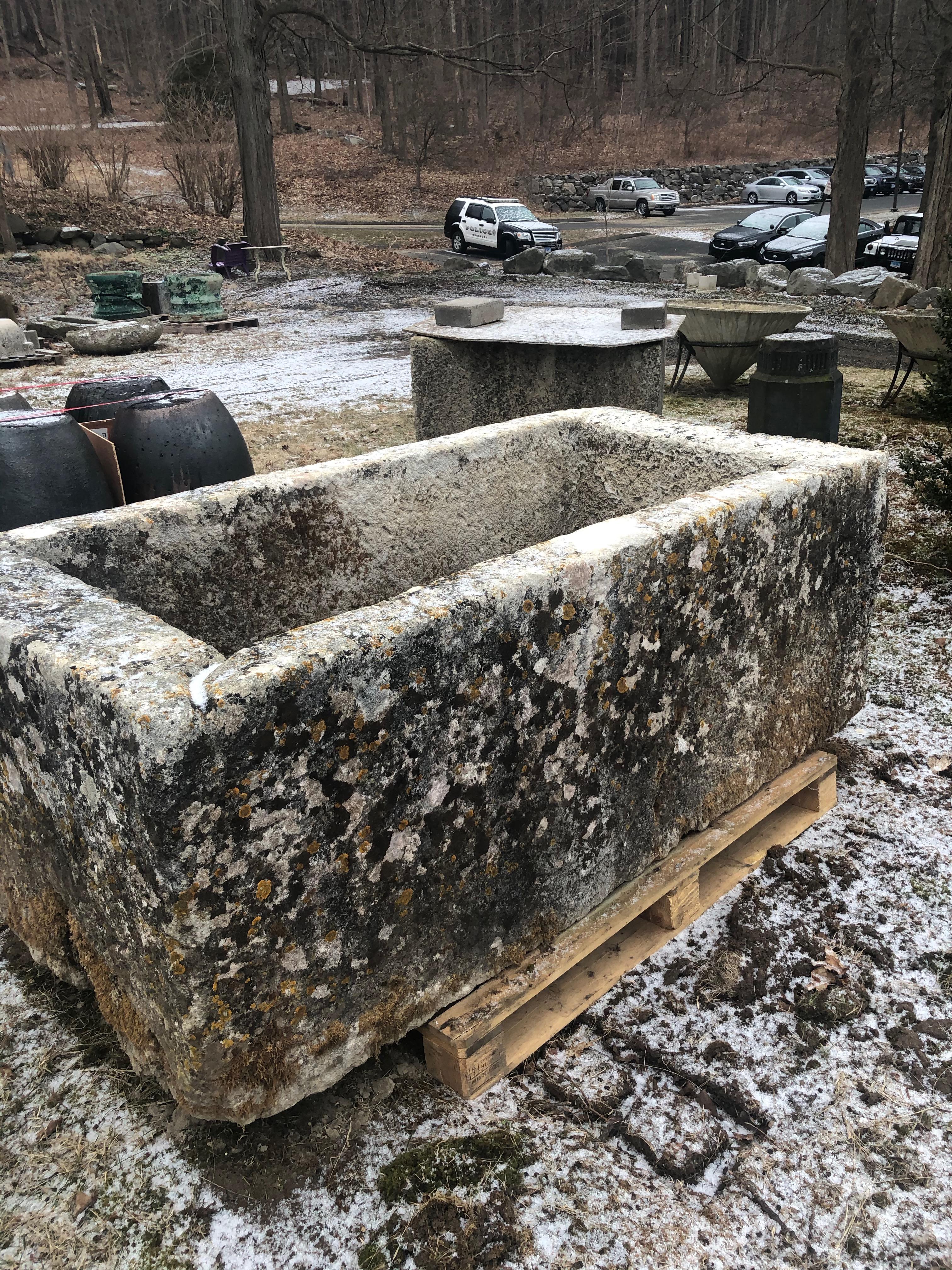 18th Century Very Large 18th C French Hand-Carved Limestone Trough