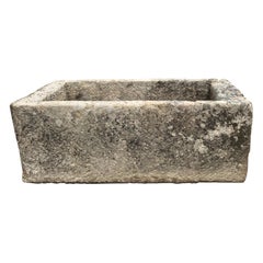 Used Very Large 18th C French Hand-Carved Limestone Trough