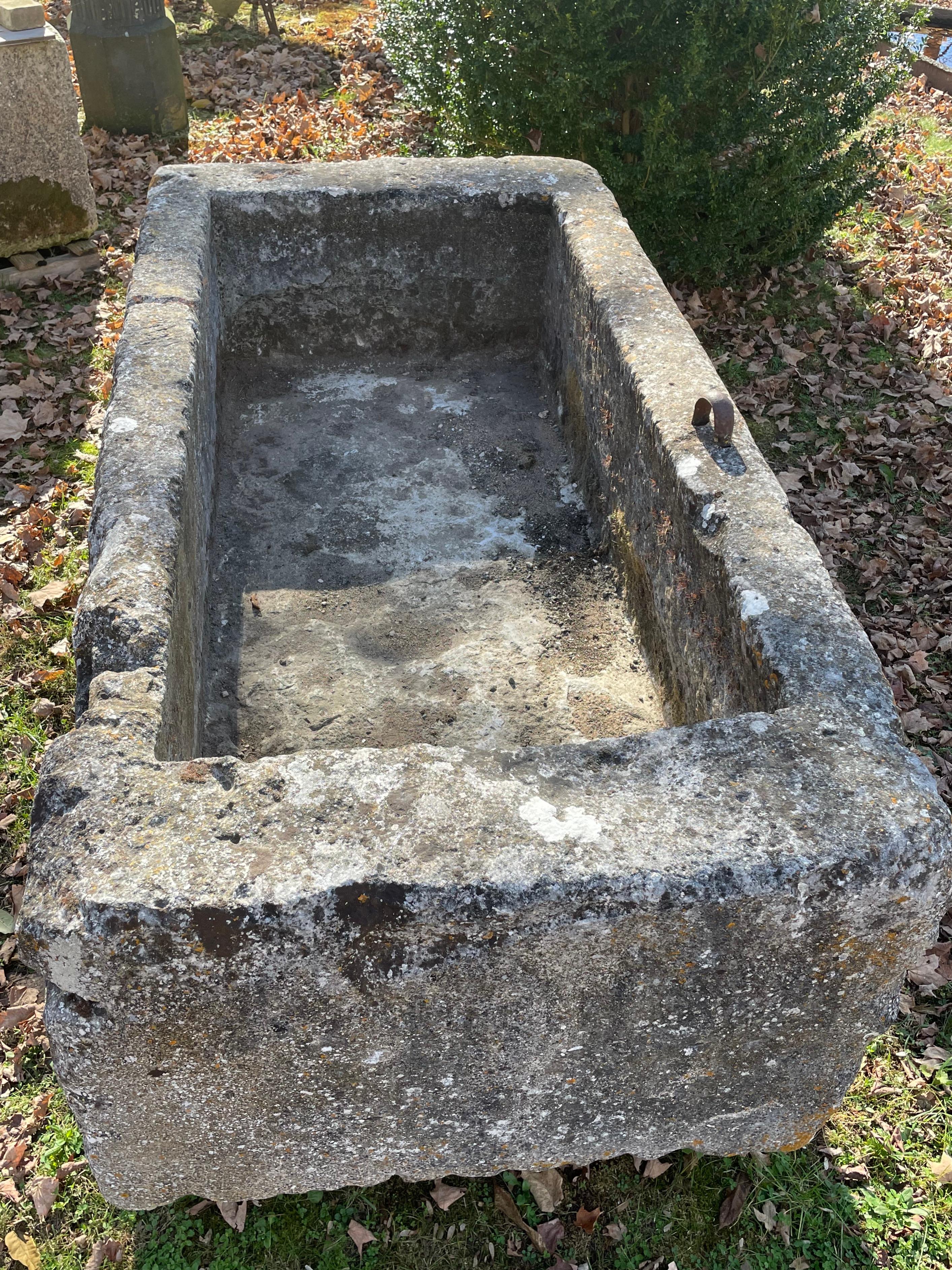 Very Large 18th C Hand-Carved French Limestone Trough 2