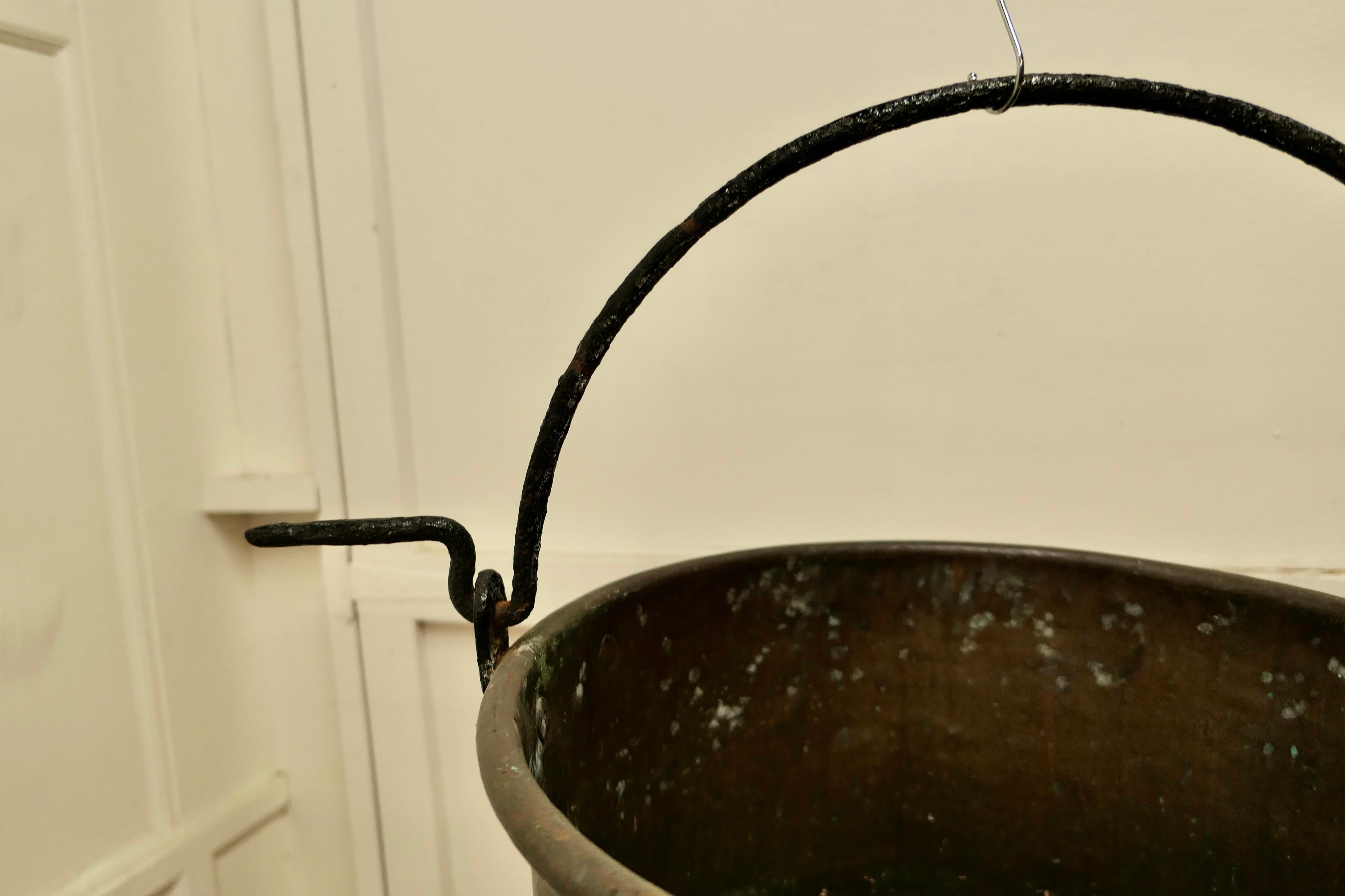 Country Very Large 18th Century Brass Cooking Pot, Cauldron For Sale
