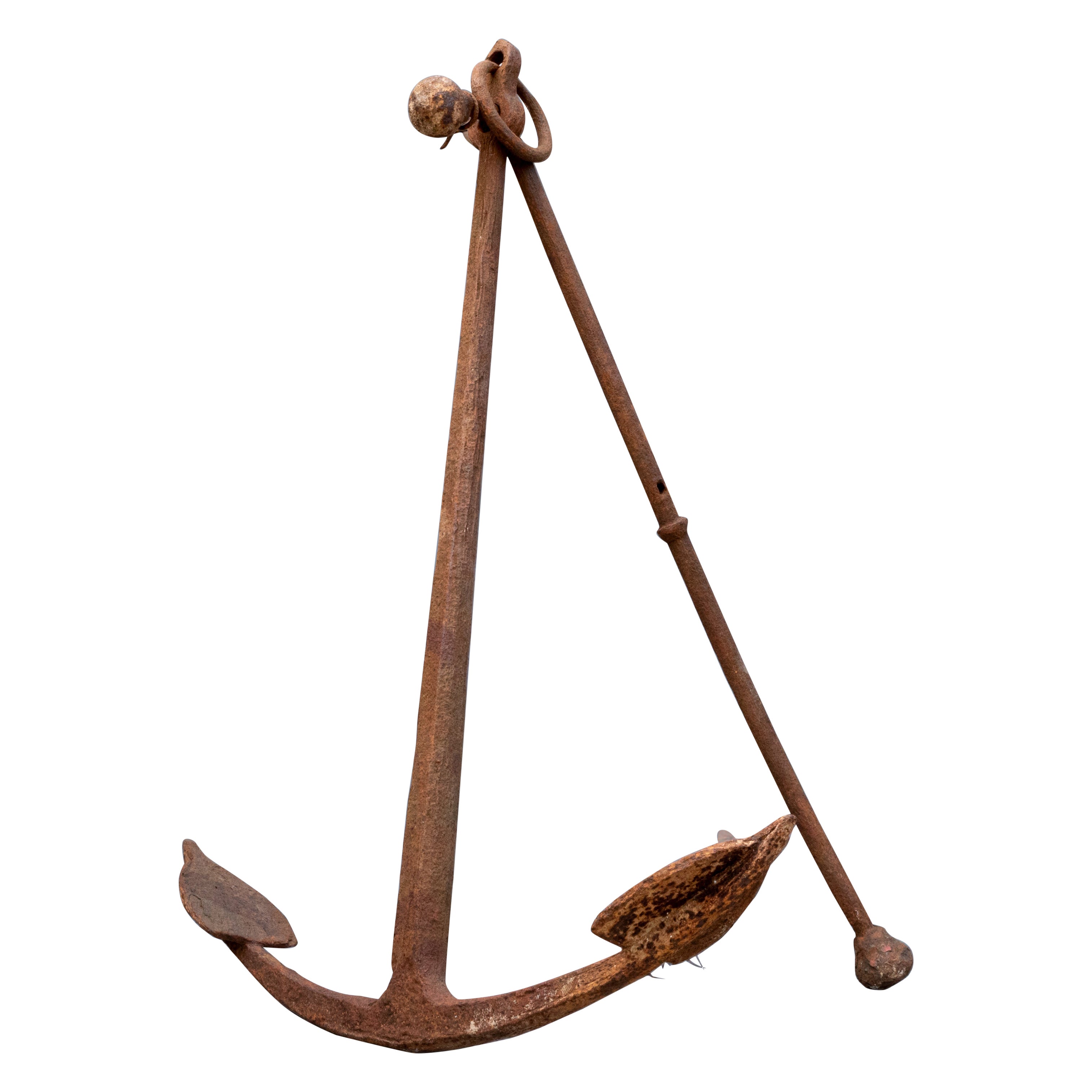 Ancla de barco de hierro muy grande del siglo XVIII